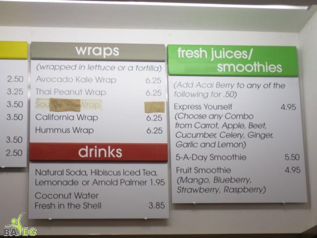 Nature's Express Menu, Berkeley