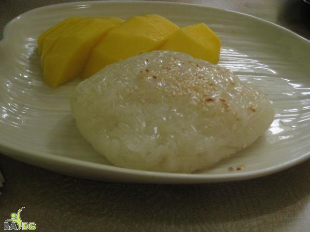 Jasmine sticky rice with mango -- while unimpressive to the eye, delightful to the taste buds
