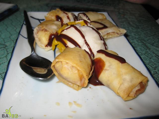 Dessert fried bananas at SF Golden Buddha