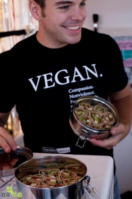 Dan with the roll-ups Donna made for the volunteers