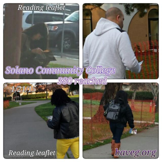 Vegan outreach at Solano Community College - Jan