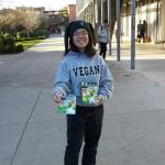 Tammy leafling with FARMUSA "Have we been lied to" booklet