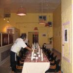 Manish setting the table for us at Kaleva's
