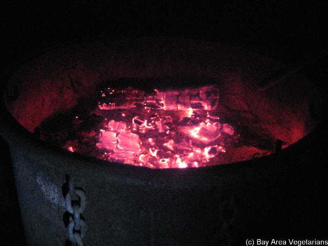 Campfire coals look like lava flow up close