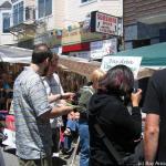 Warren leafleting with Why Vegan booklets