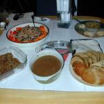 We feasted on Tofurky, with "giblet" gravy, tempeh drumsticks, couscous veg salad with persimmons, the-pate-that-taste