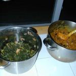 kale (l), fruit curry (r)