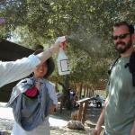 Warren gets spritzed