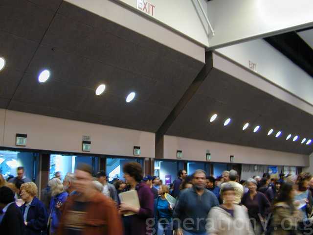 The crowds milling, waiting to get into the exhibit hall