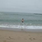 On Sunday, we packed up camp and headed for the beach to enjoy lunch near the surf.  We found out who was open to the dare of s