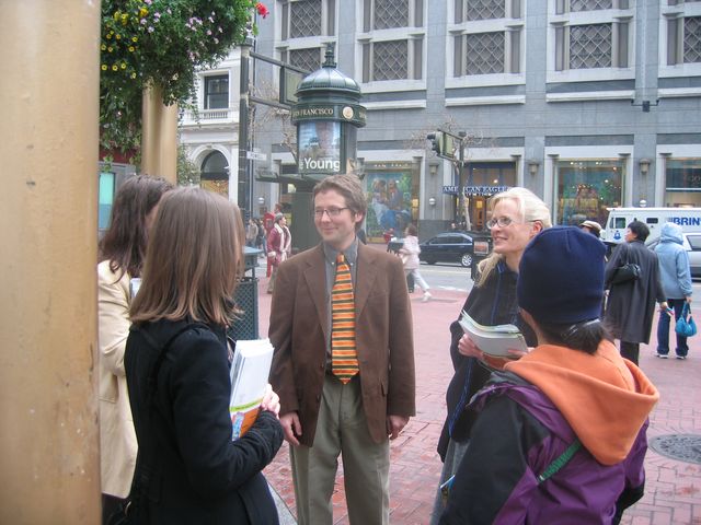 Thinking up our one-liners for leafleting