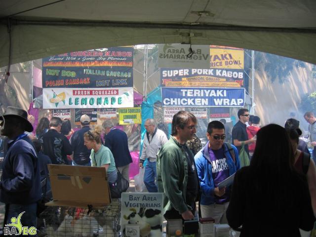 Lucky us, across from the burning chicken on a BBQ booth