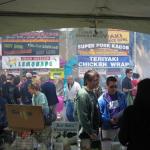 Lucky us, across from the burning chicken on a BBQ booth