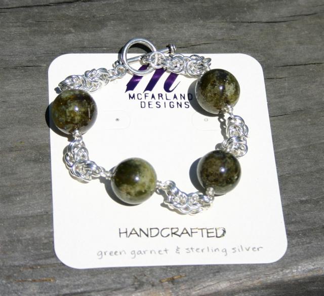 Green Garnet & Sterling Silver Bracelet