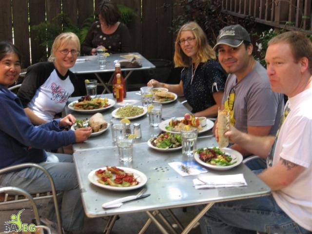 Enjoying a yummy vegan meal afterwards