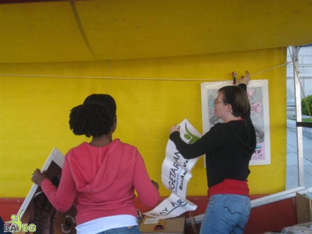 Natasha and Deedra setting up on Saturday
