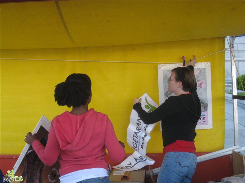 Natasha and Deedra setting up on Saturday